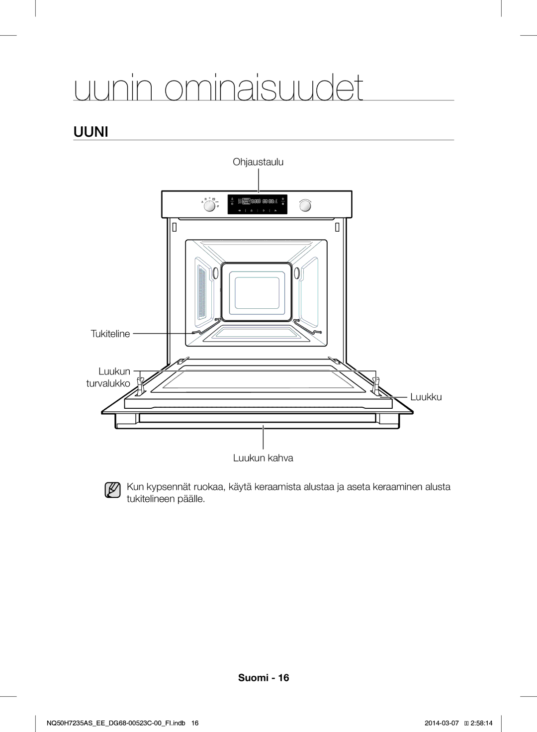 Samsung NQ50H7235AS/EE manual Uunin ominaisuudet 