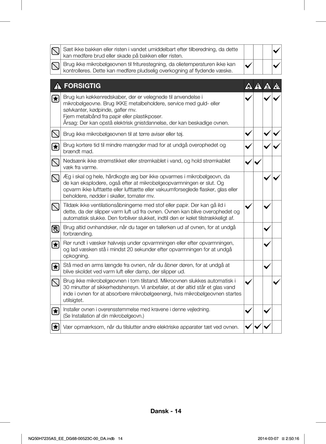 Samsung NQ50H7235AS/EE manual Forsigtig 