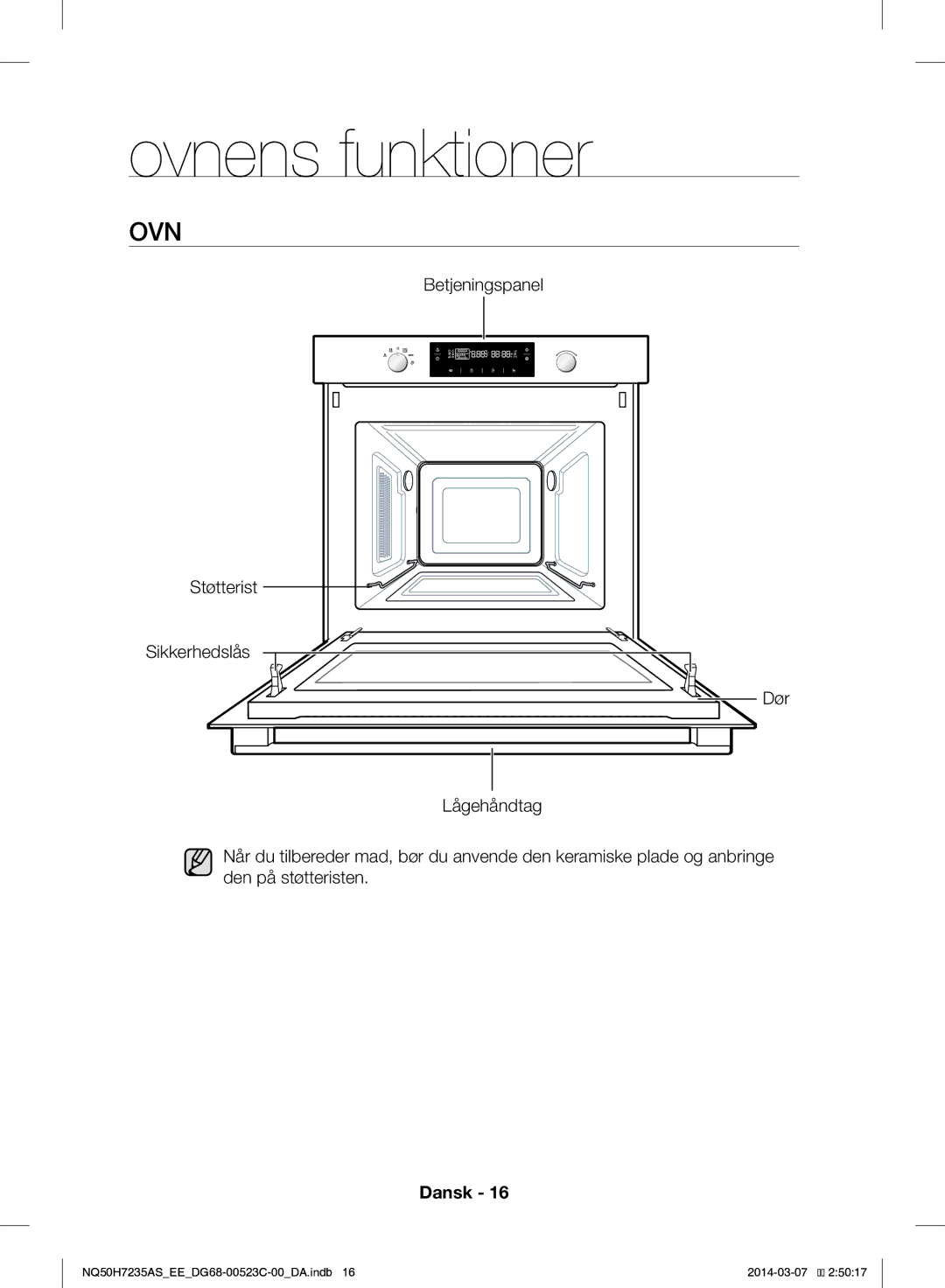 Samsung NQ50H7235AS/EE manual Ovnens funktioner 