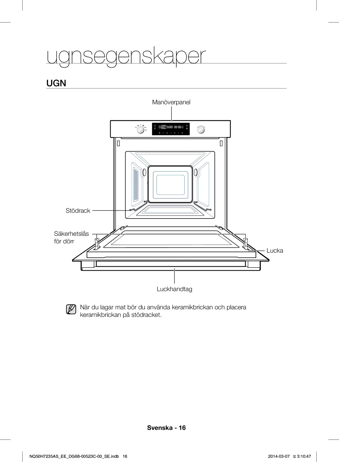 Samsung NQ50H7235AS/EE manual Ugnsegenskaper 