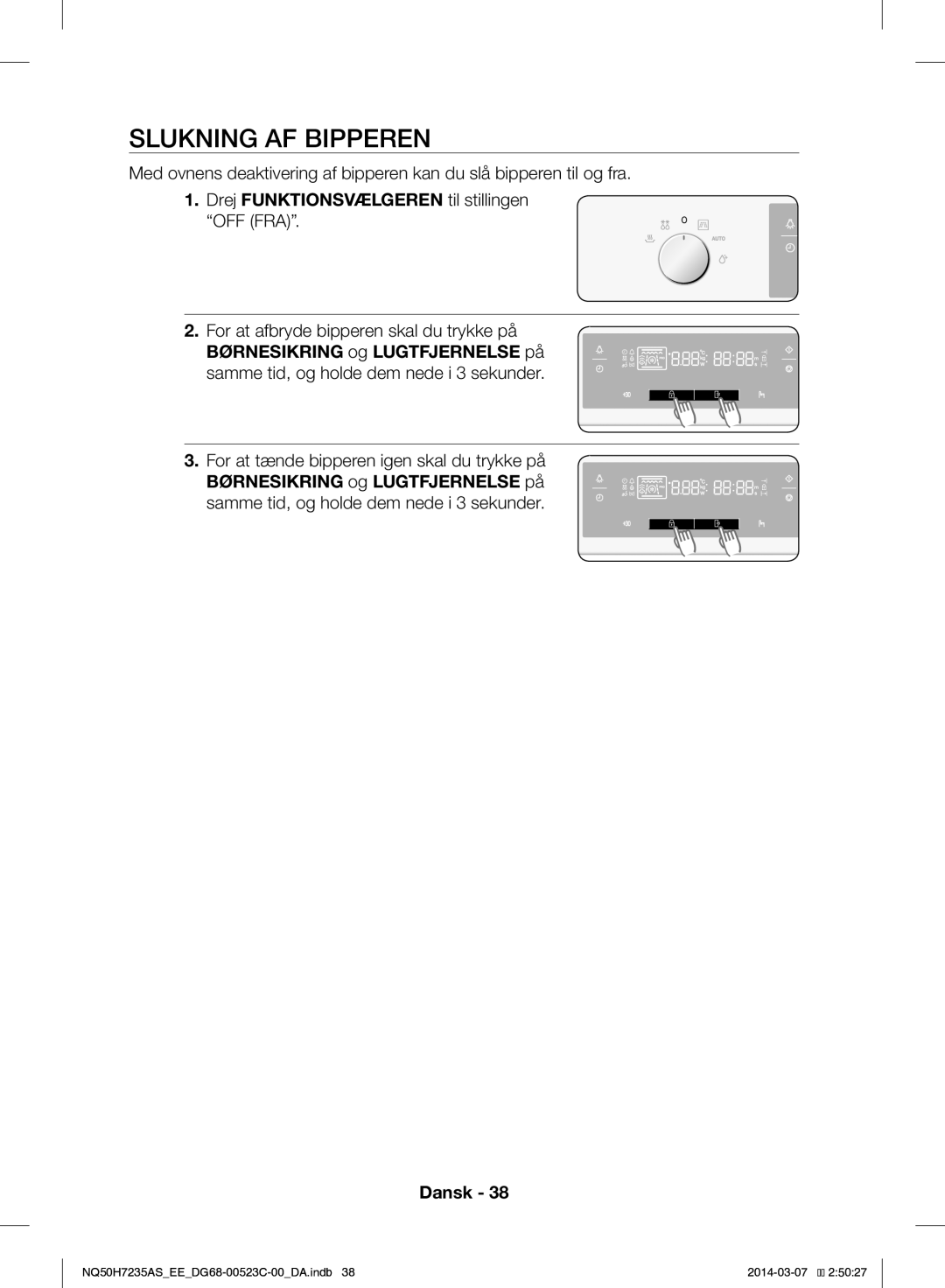 Samsung NQ50H7235AS/EE manual Slukning AF Bipperen 