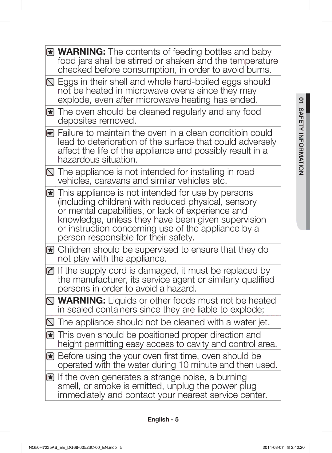 Samsung NQ50H7235AS/EE manual Safety Information 