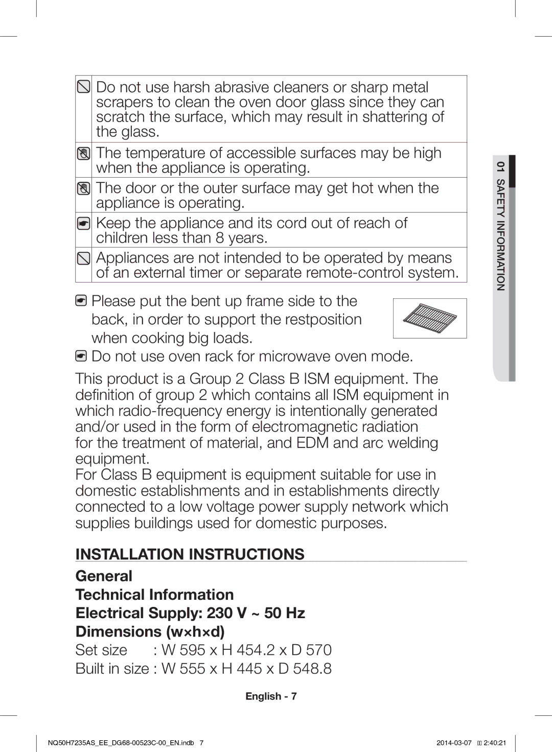 Samsung NQ50H7235AS/EE manual Installation Instructions 