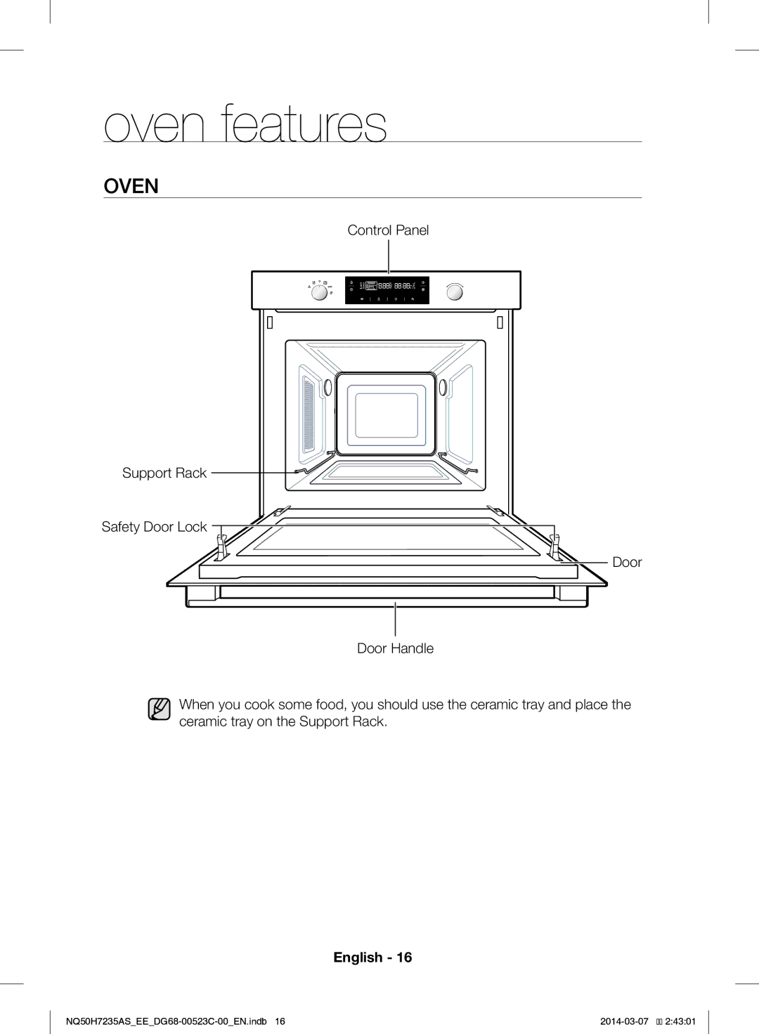 Samsung NQ50H7235AS/EE manual Oven features 