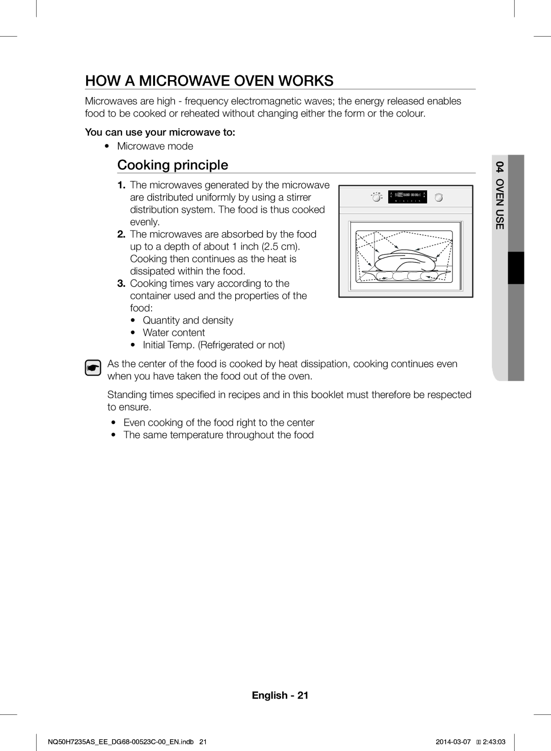 Samsung NQ50H7235AS/EE manual HOW a Microwave Oven Works, Cooking principle 