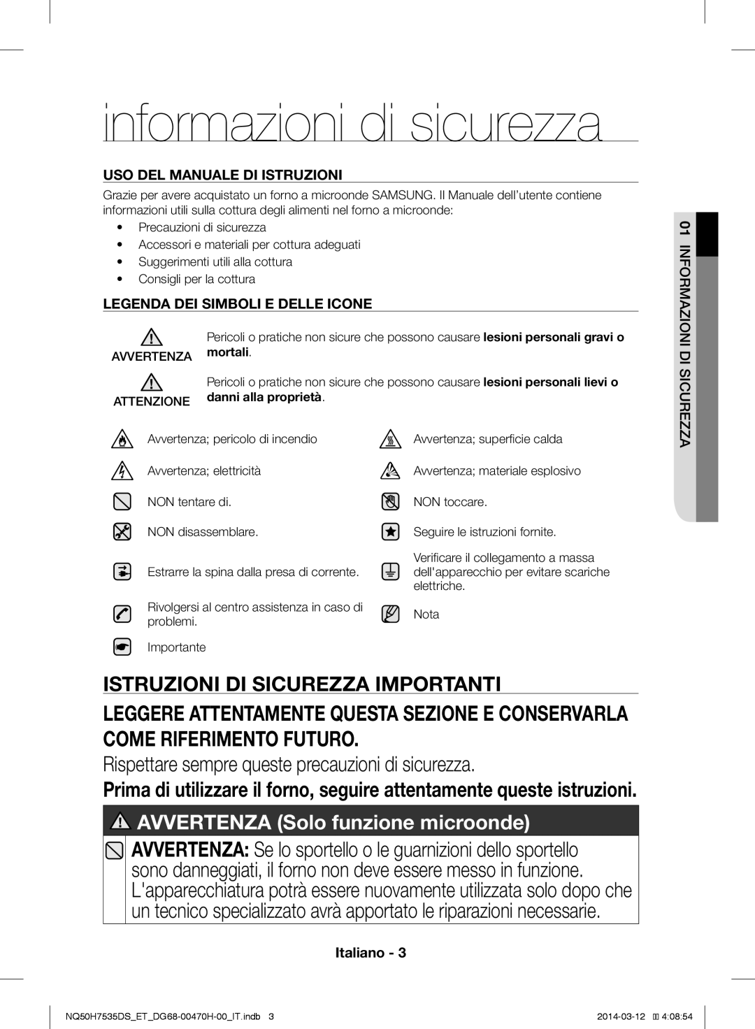 Samsung NQ50H7535DS/ET manual Mortali, Danni alla proprietà 