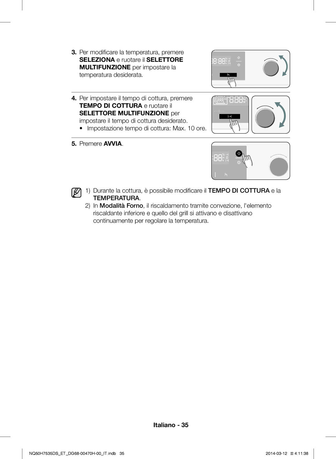 Samsung NQ50H7535DS/ET manual Temperatura 