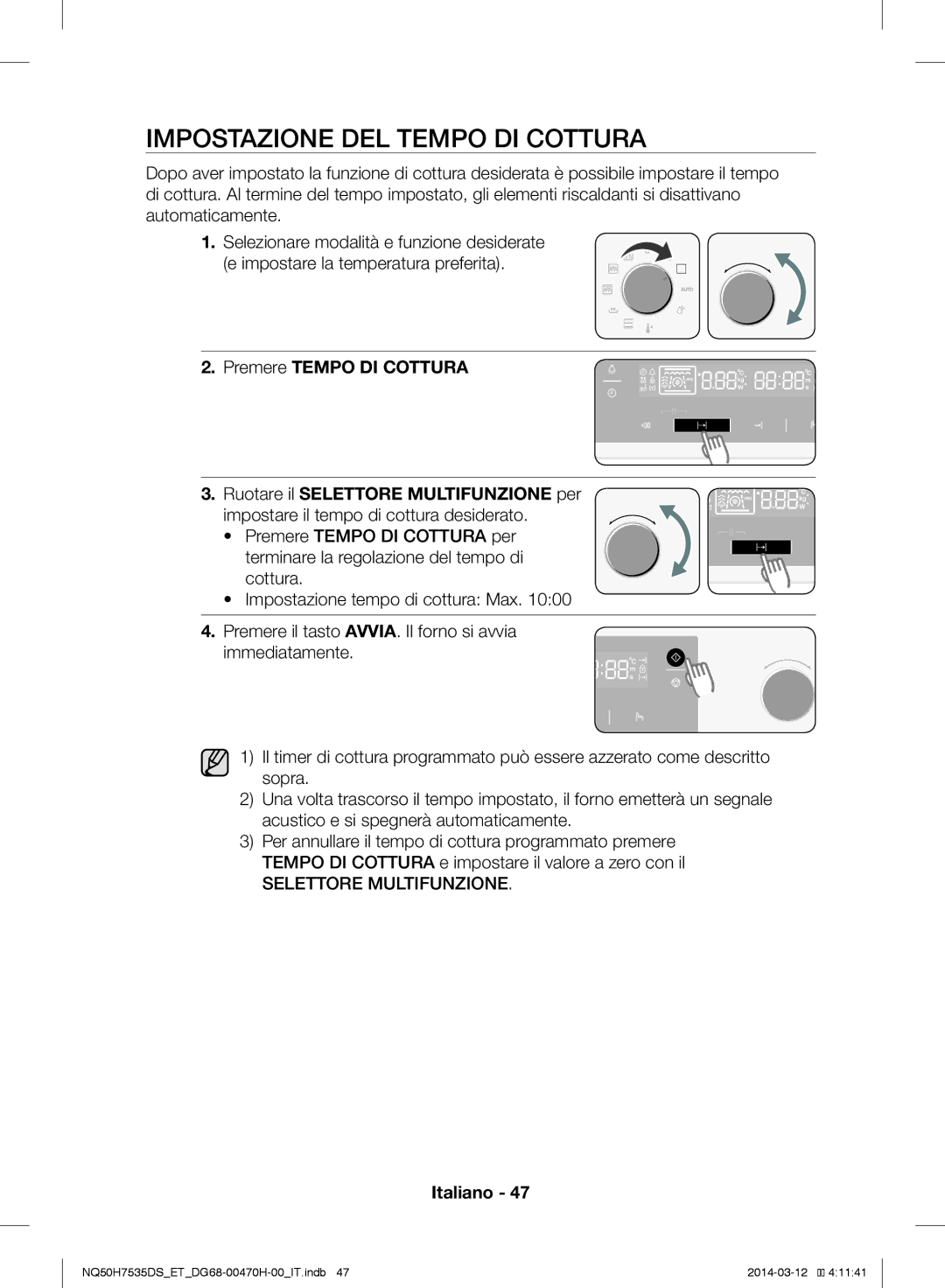 Samsung NQ50H7535DS/ET manual Impostazione DEL Tempo DI Cottura 