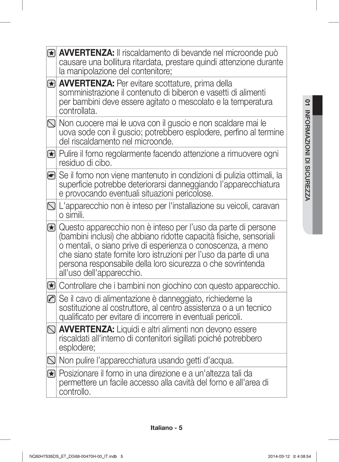 Samsung NQ50H7535DS/ET manual Informazioni DI Sicurezza 