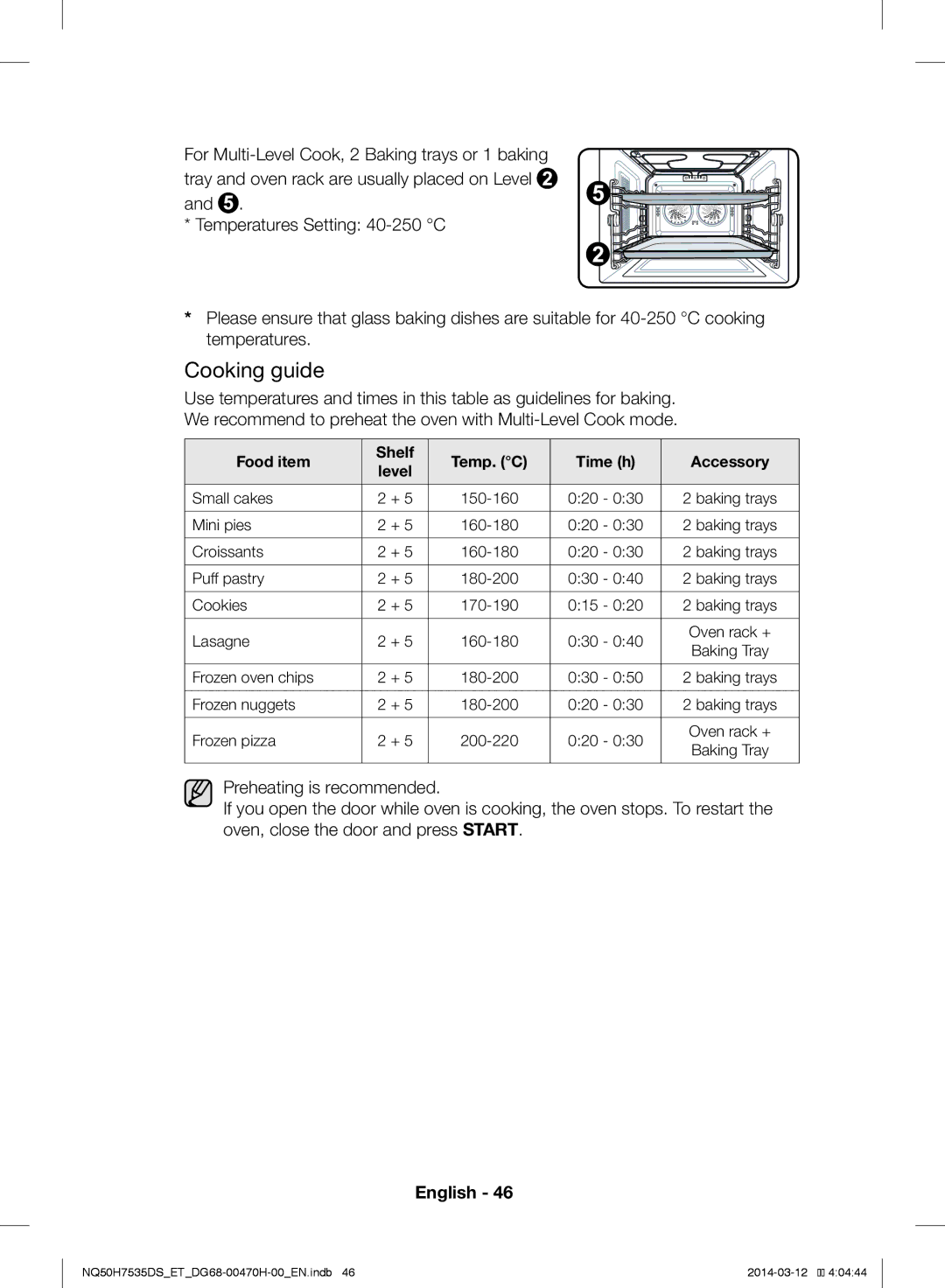 Samsung NQ50H7535DS/ET manual Small cakes 150-160 