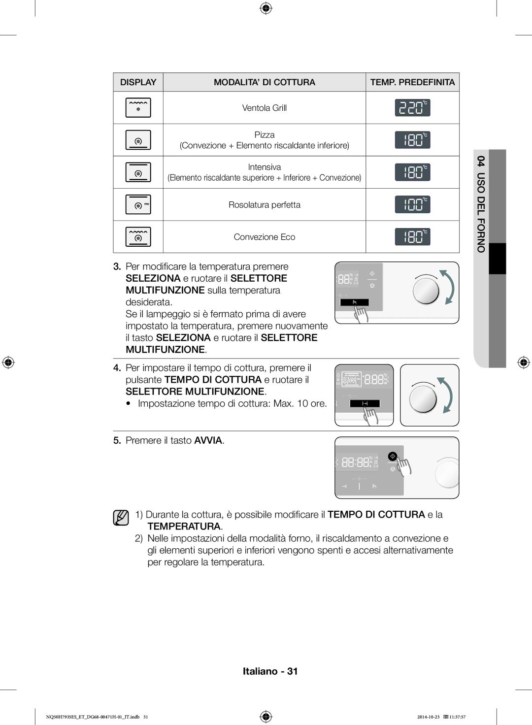 Samsung NQ50H7935ES/ET manual Selettore Multifunzione 