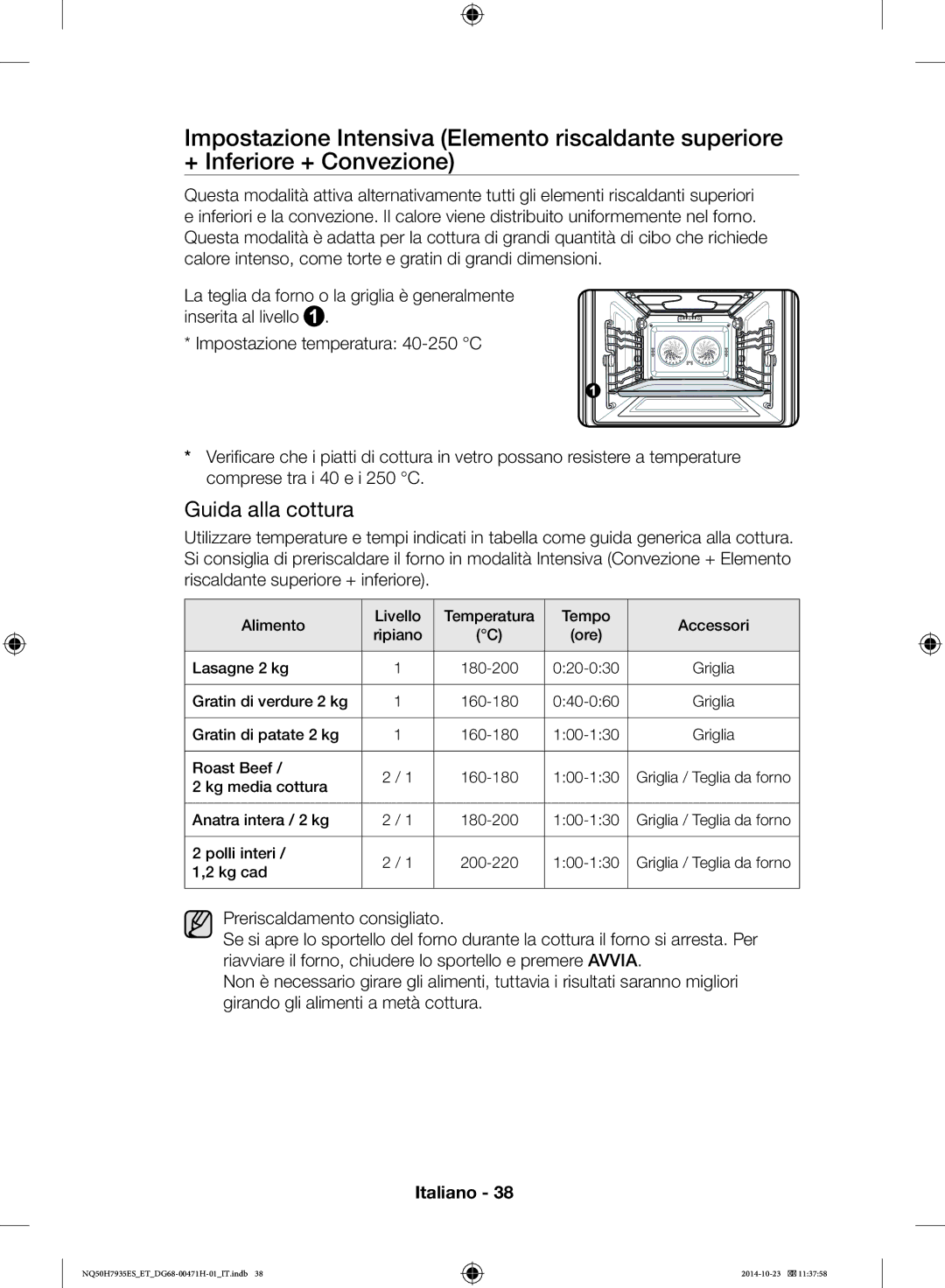 Samsung NQ50H7935ES/ET manual Lasagne 2 kg 180-200 020-030 