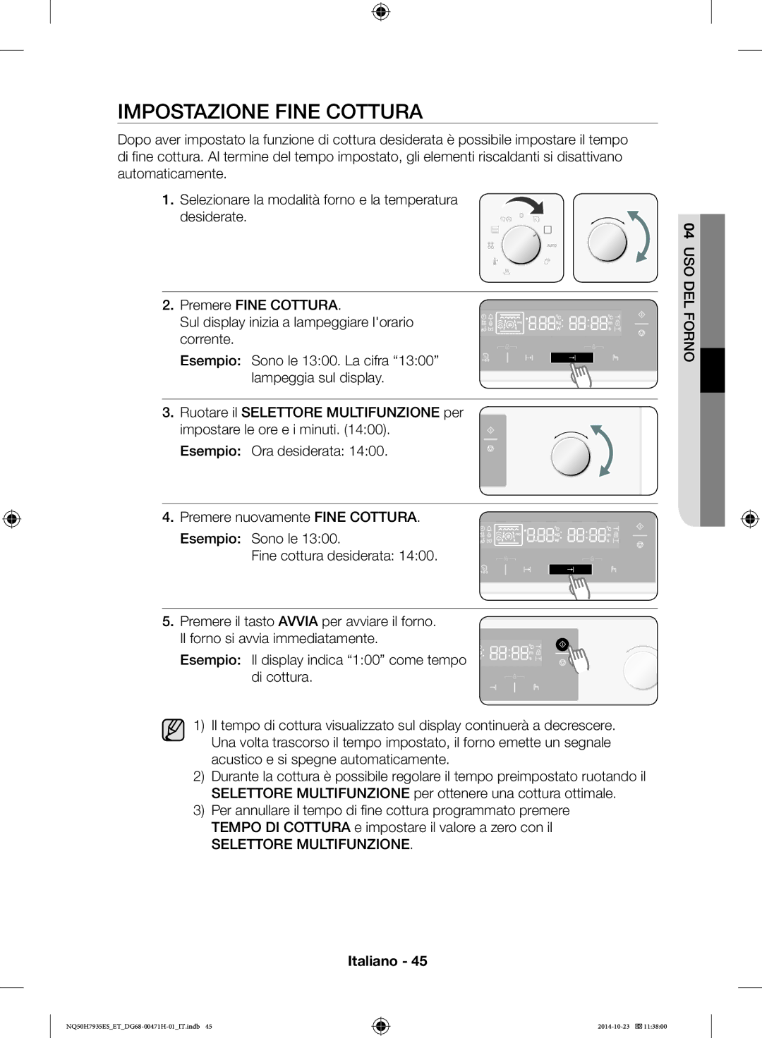 Samsung NQ50H7935ES/ET manual Impostazione Fine Cottura 