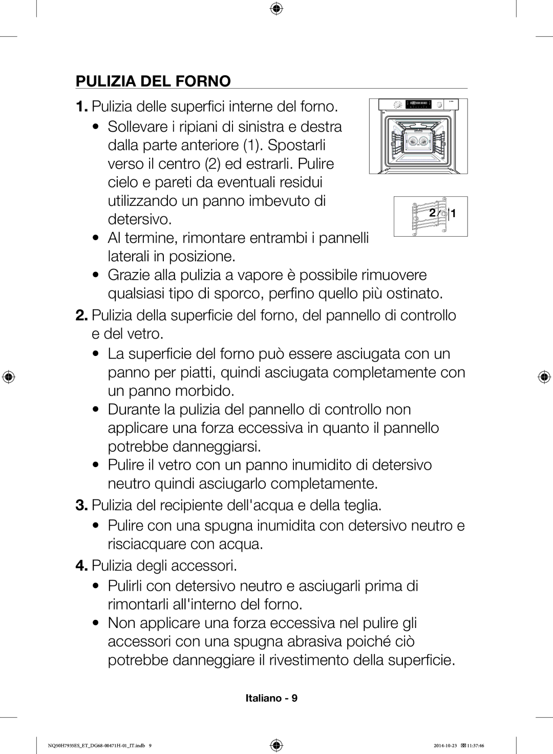 Samsung NQ50H7935ES/ET manual Pulizia DEL Forno 