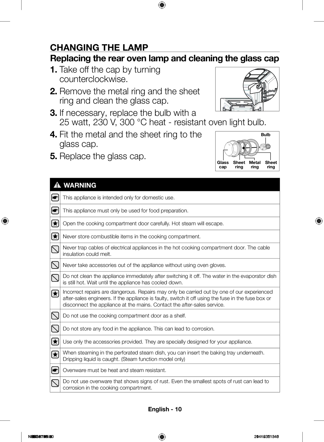 Samsung NQ50H7935ES/ET manual Changing the Lamp 