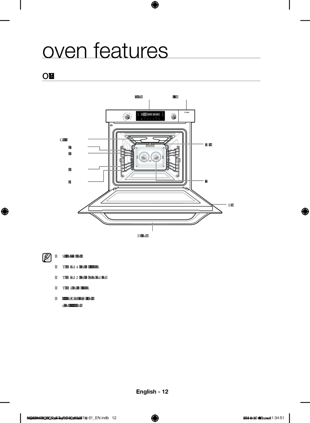 Samsung NQ50H7935ES/ET manual Oven features 