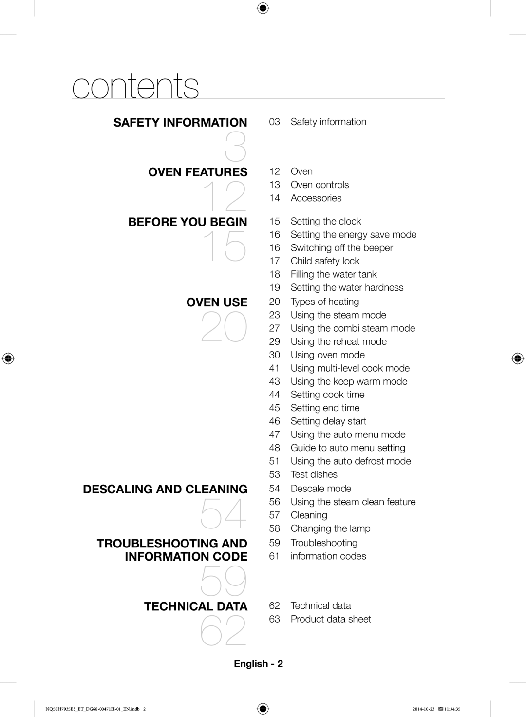 Samsung NQ50H7935ES/ET manual Contents 