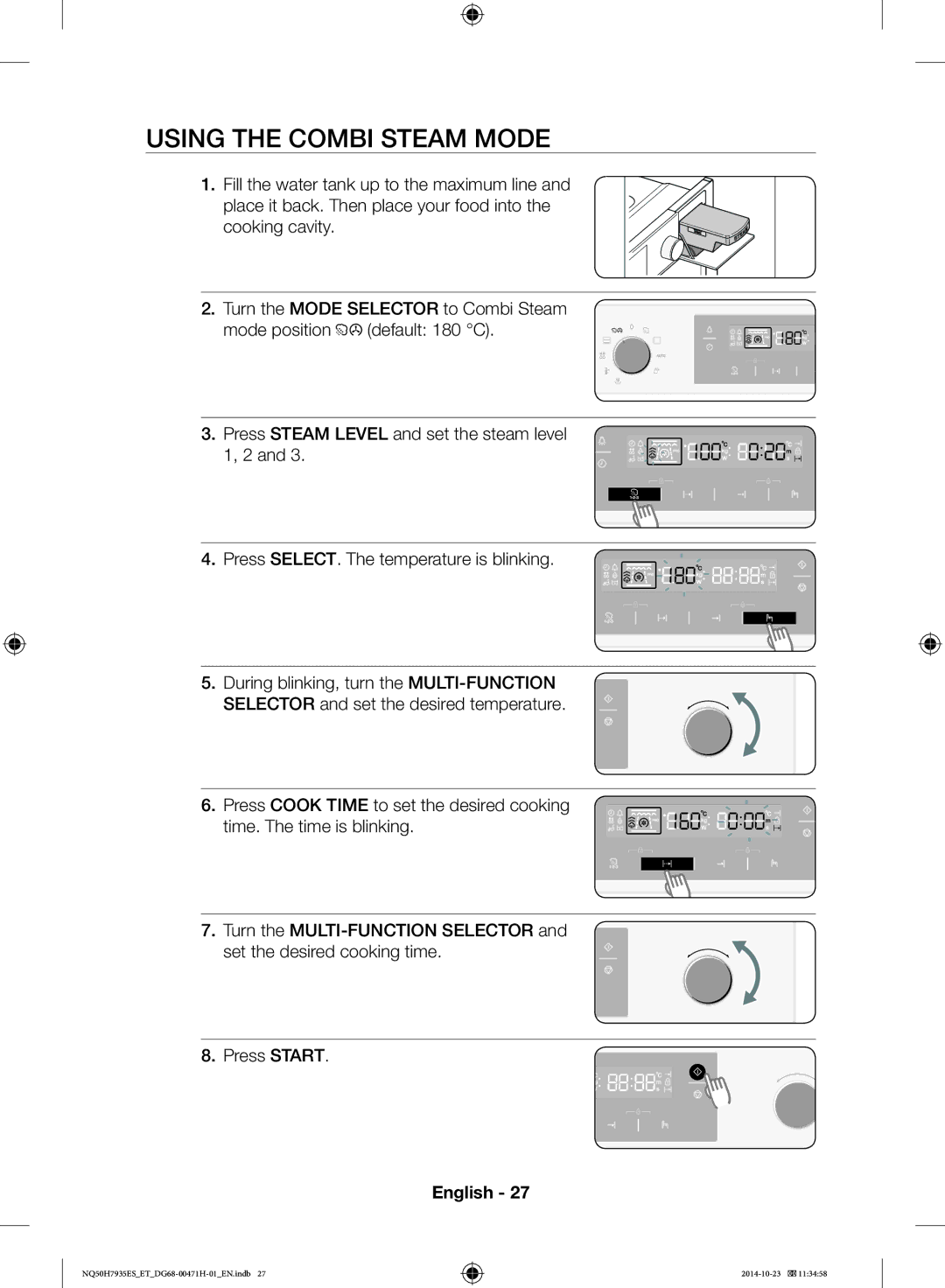 Samsung NQ50H7935ES/ET manual Using the Combi Steam Mode 