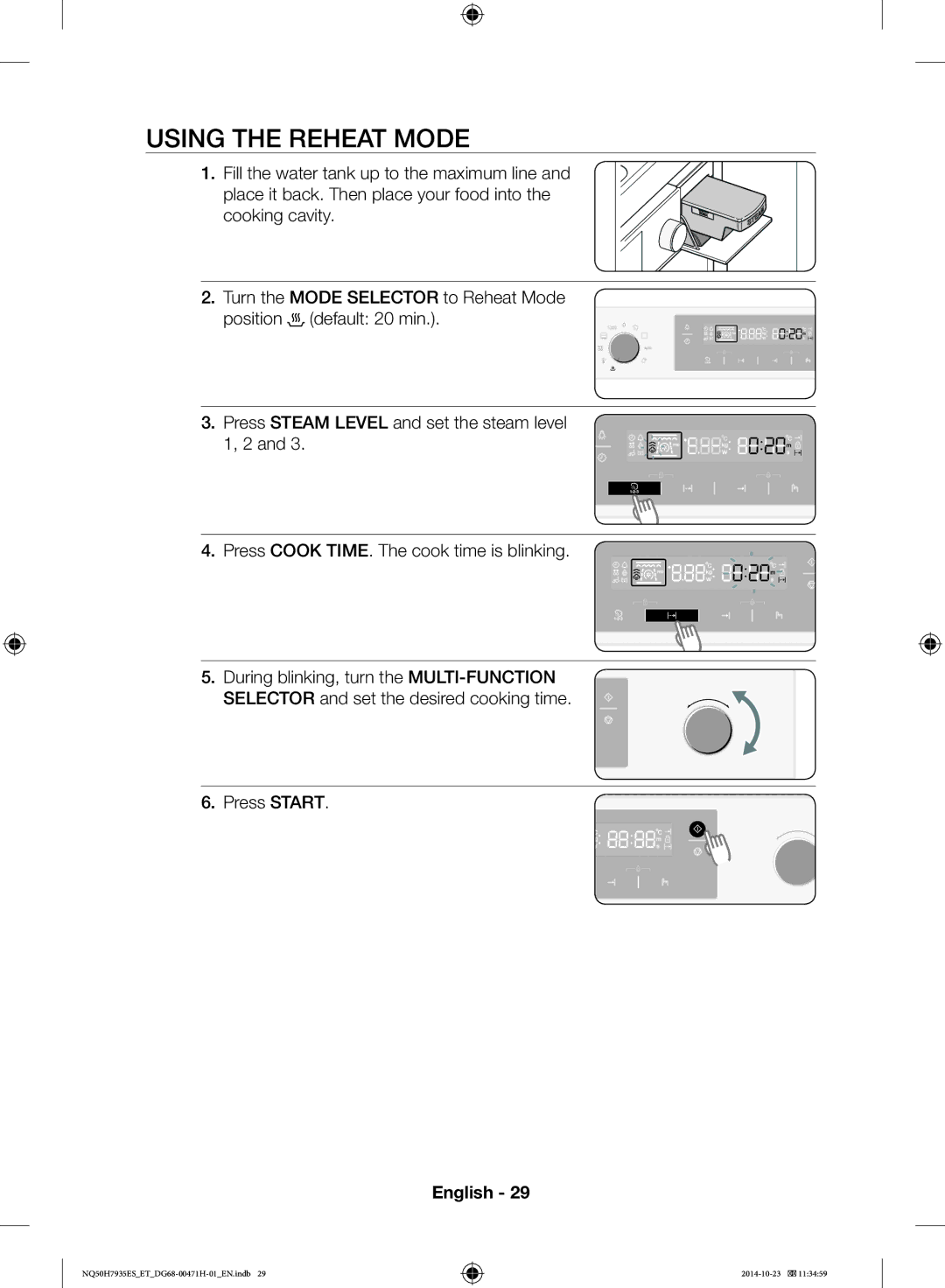 Samsung NQ50H7935ES/ET manual Using the Reheat Mode 