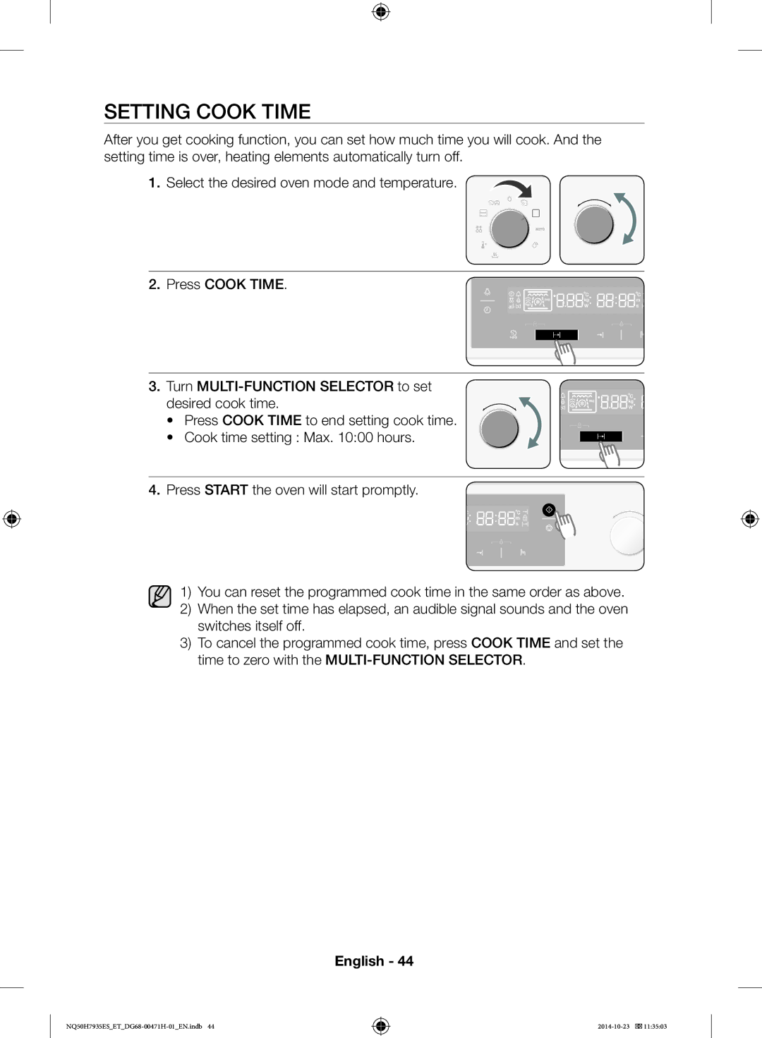 Samsung NQ50H7935ES/ET manual Setting Cook Time 