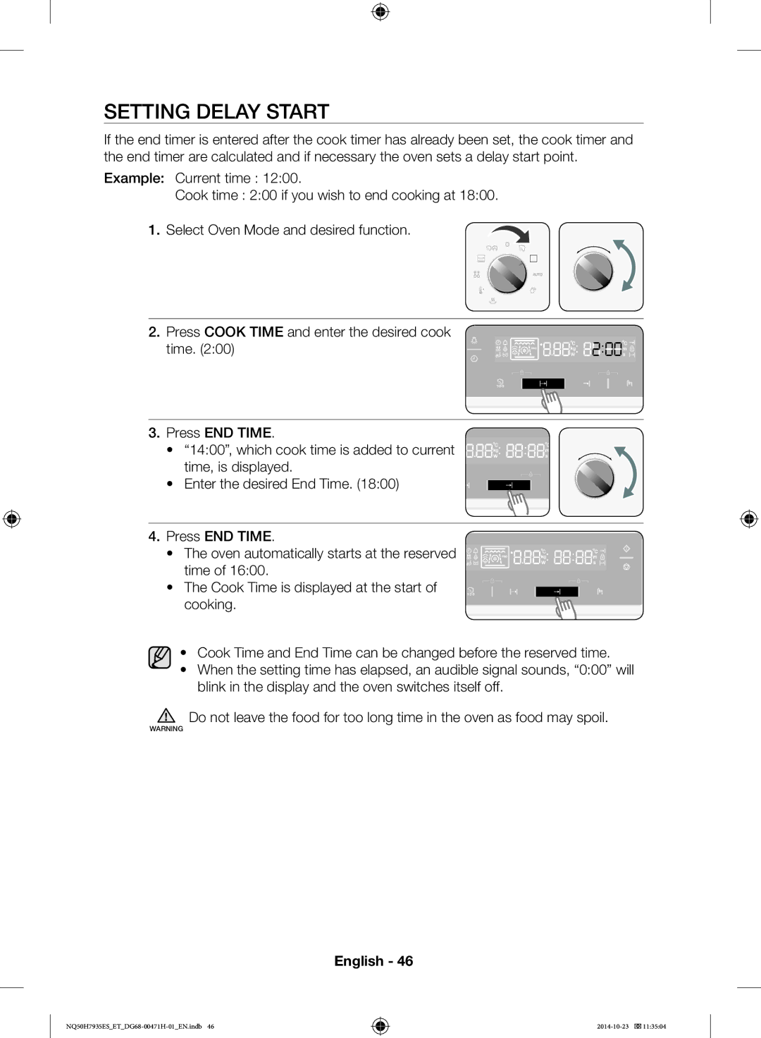 Samsung NQ50H7935ES/ET manual Setting Delay Start 