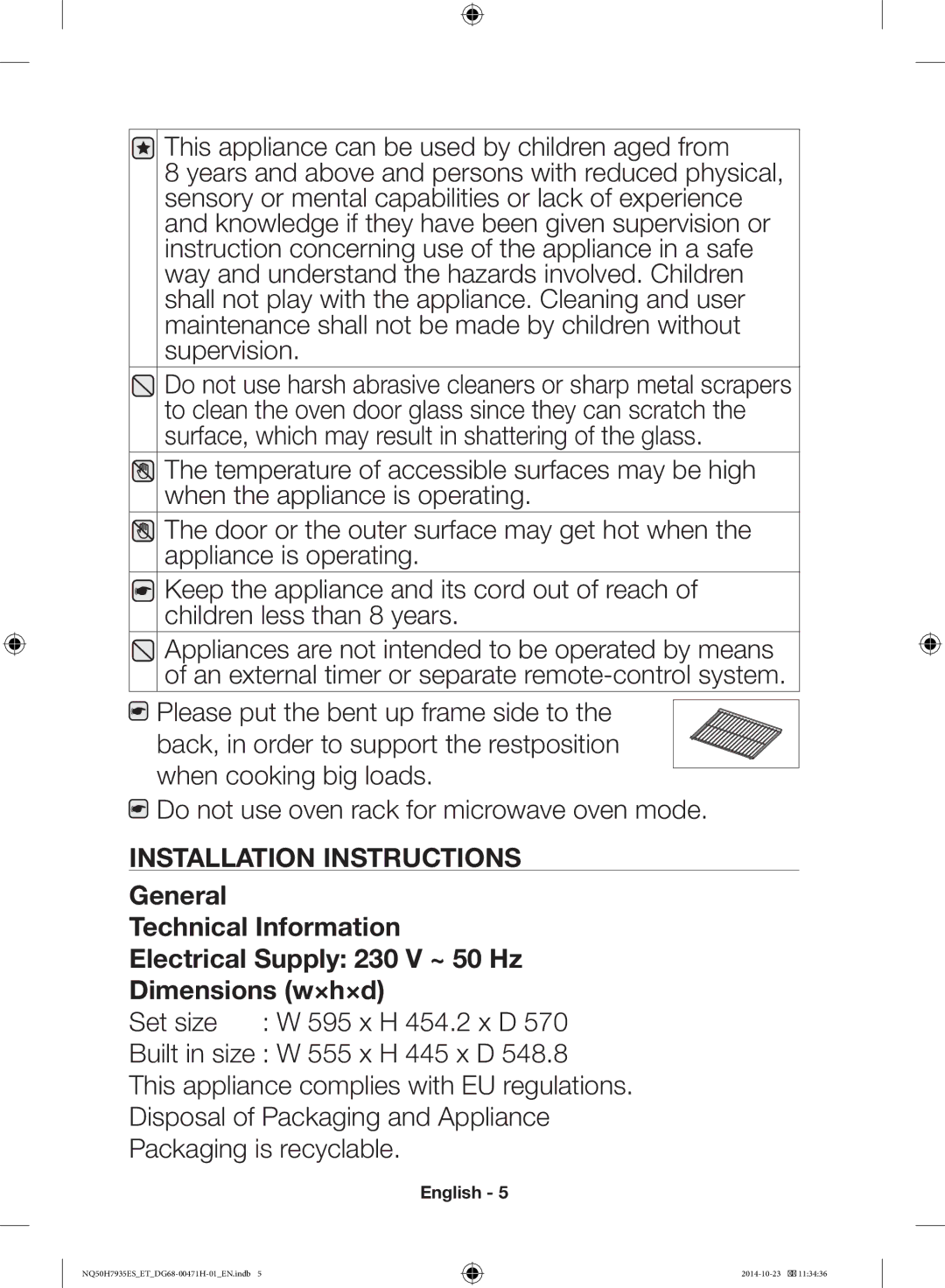 Samsung NQ50H7935ES/ET manual Installation Instructions 