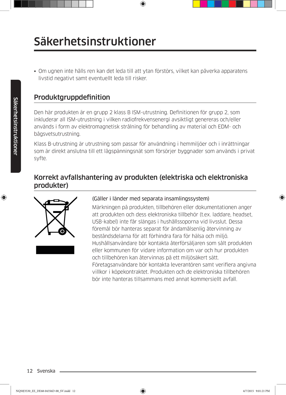 Samsung NQ50J3530BS/EE manual Produktgruppdefinition 