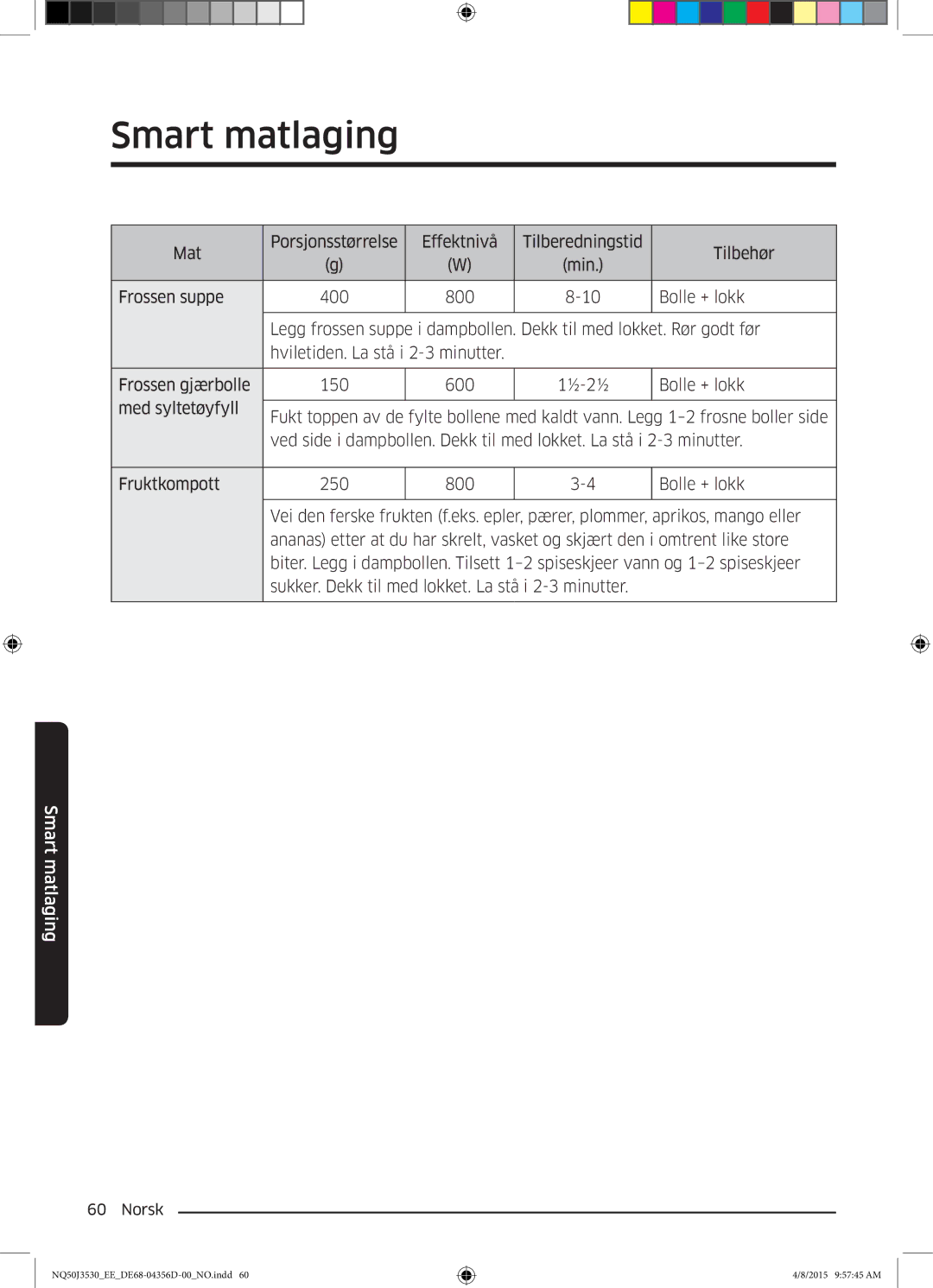 Samsung NQ50J3530BS/EE manual Smart matlaging 