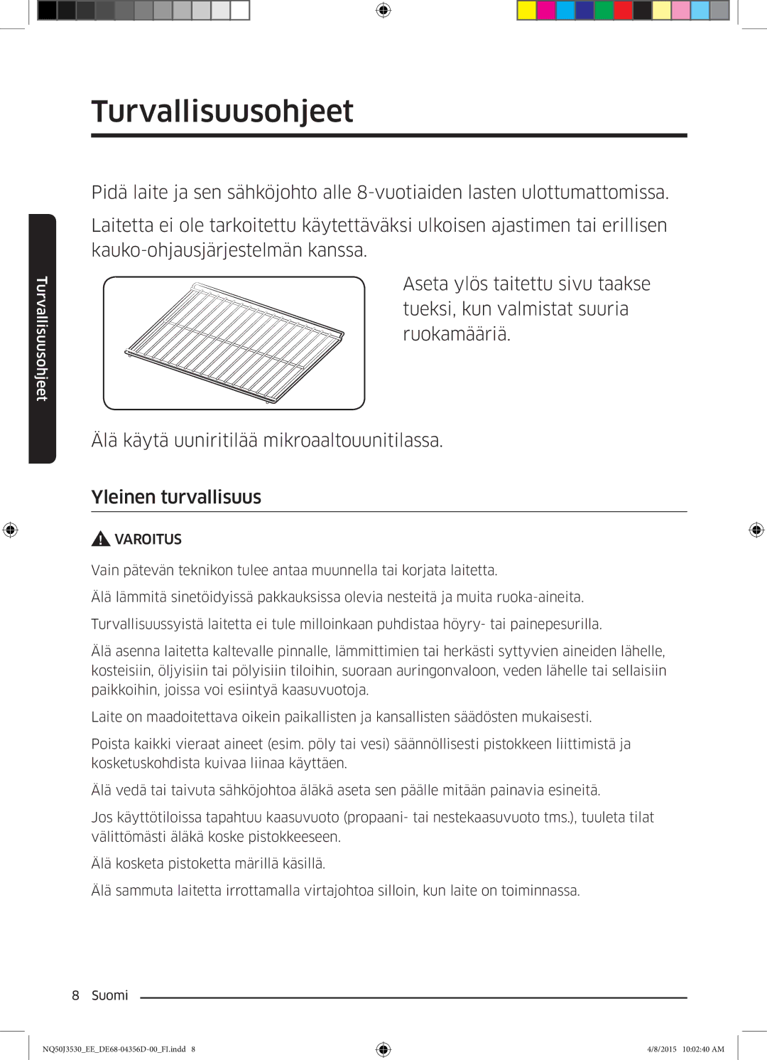 Samsung NQ50J3530BS/EE manual Varoitus 