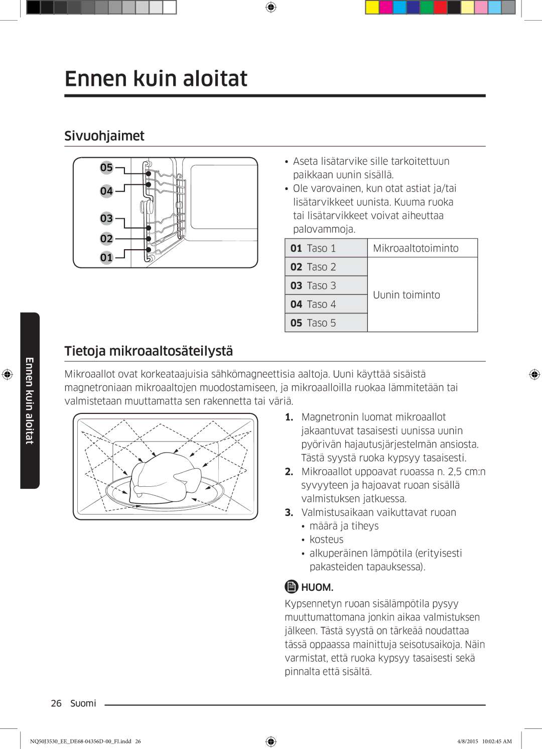 Samsung NQ50J3530BS/EE manual Sivuohjaimet Tietoja mikroaaltosäteilystä 