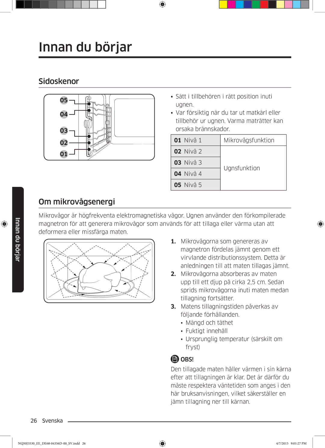 Samsung NQ50J3530BS/EE manual Sidoskenor Om mikrovågsenergi 