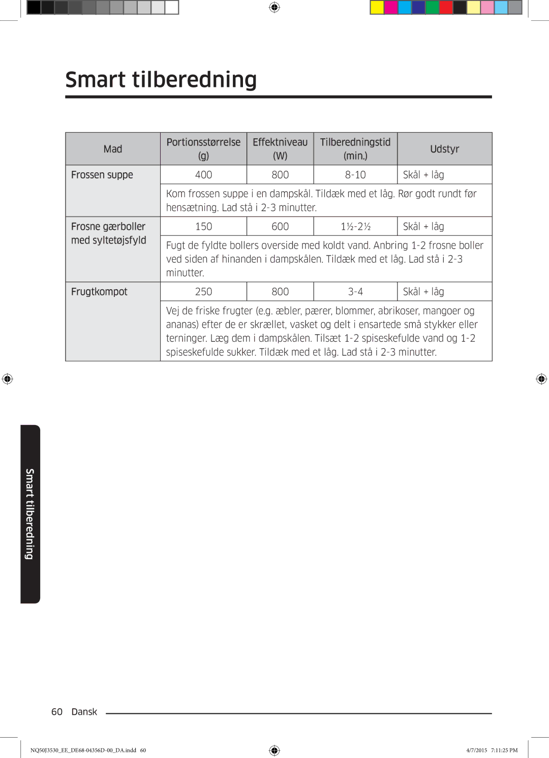 Samsung NQ50J3530BS/EE manual Smart tilberedning 