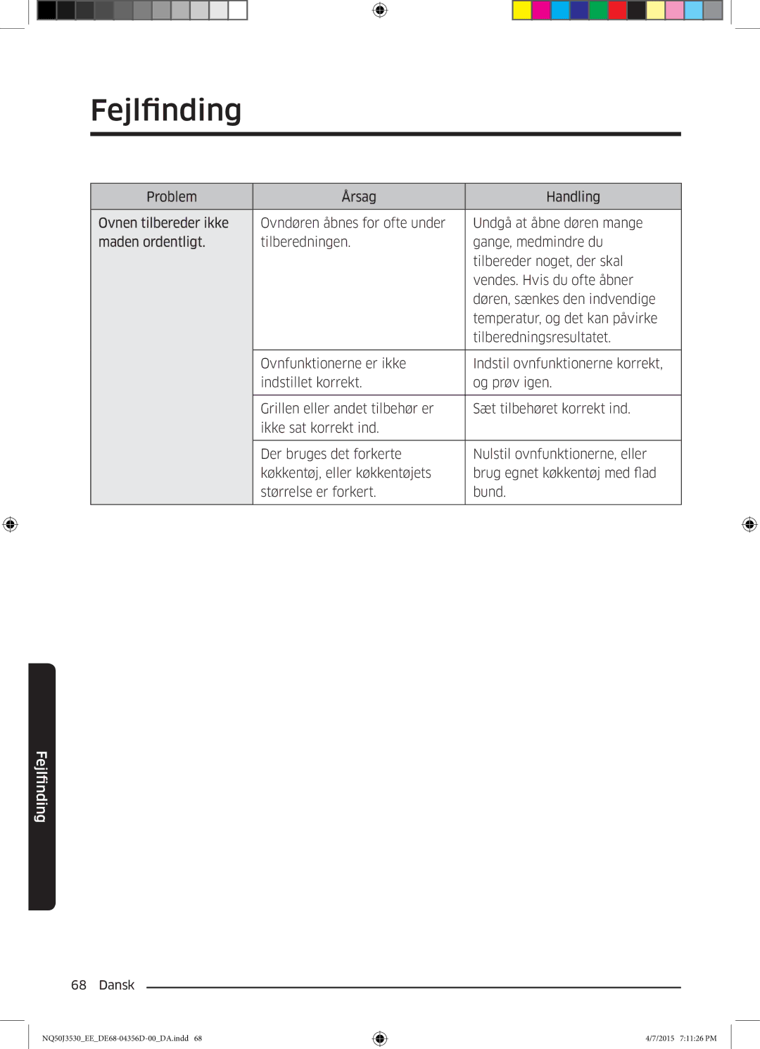 Samsung NQ50J3530BS/EE manual Fejlfinding 