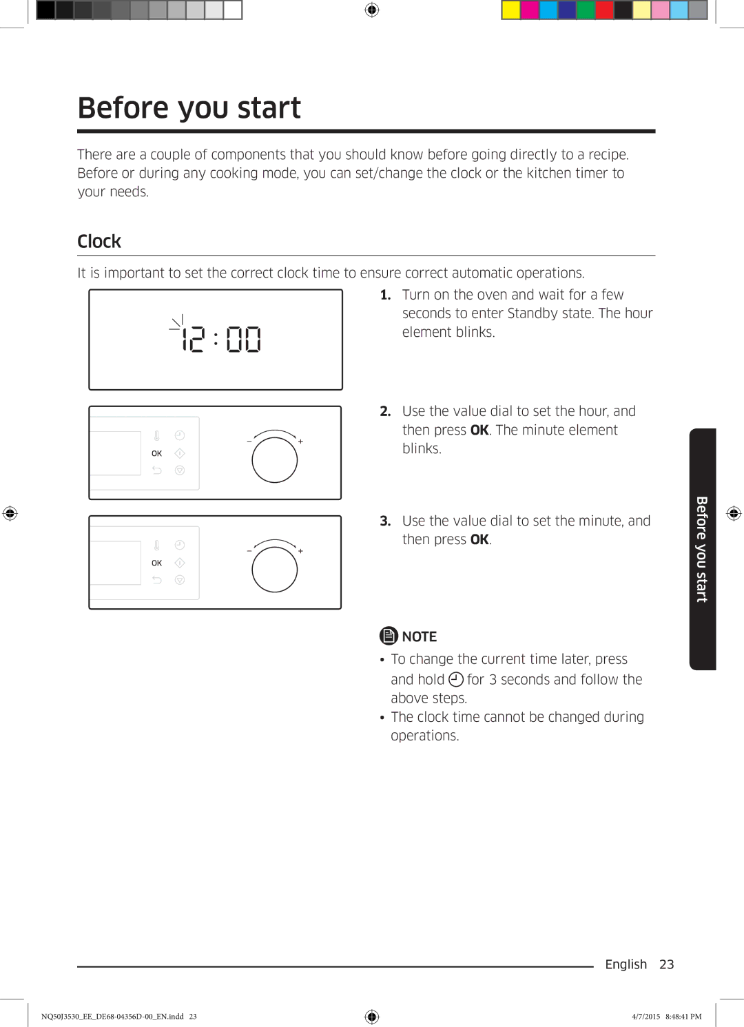 Samsung NQ50J3530BS/EE manual Before you start, Clock 