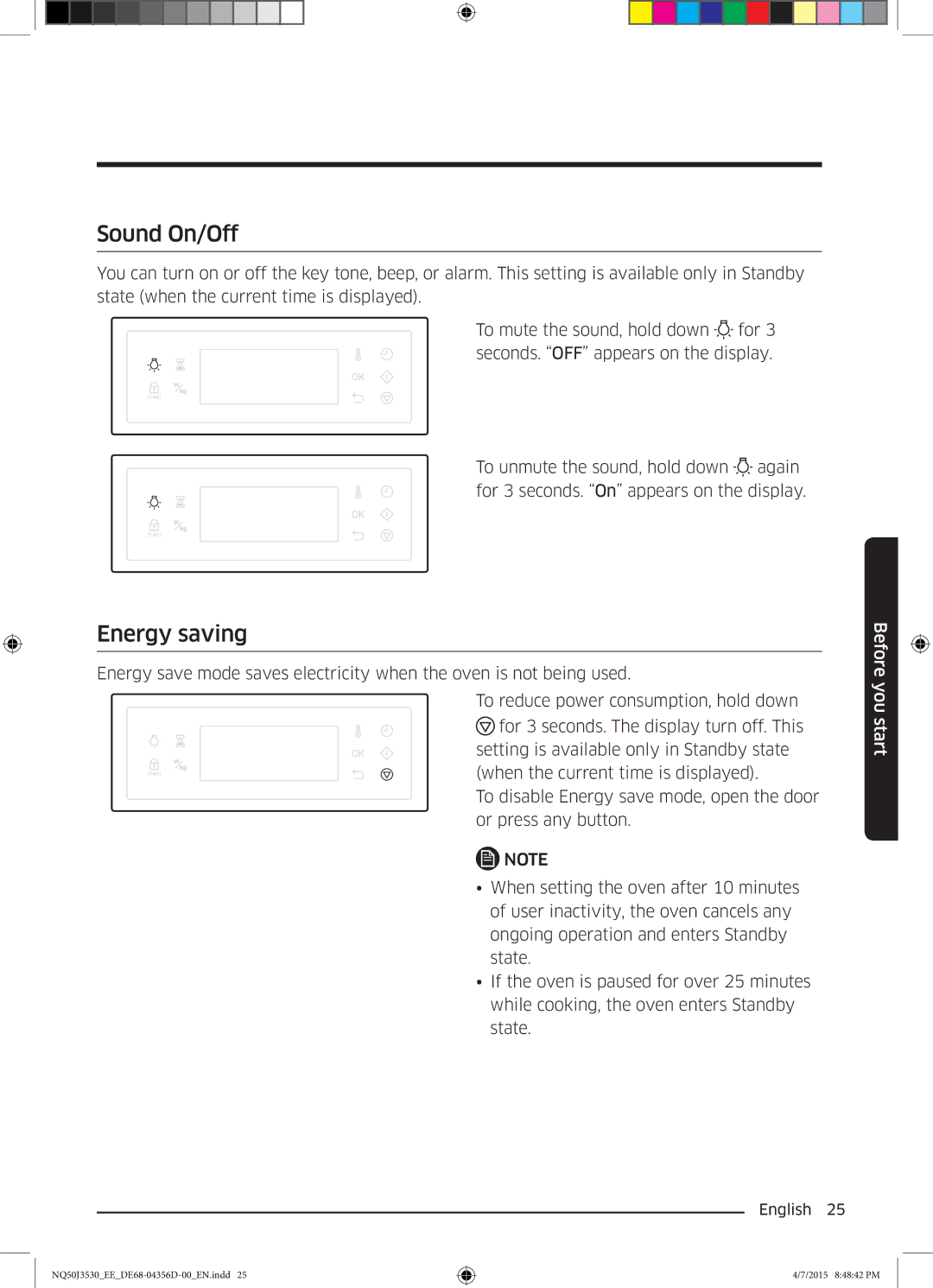 Samsung NQ50J3530BS/EE manual Sound On/Off, Energy saving 