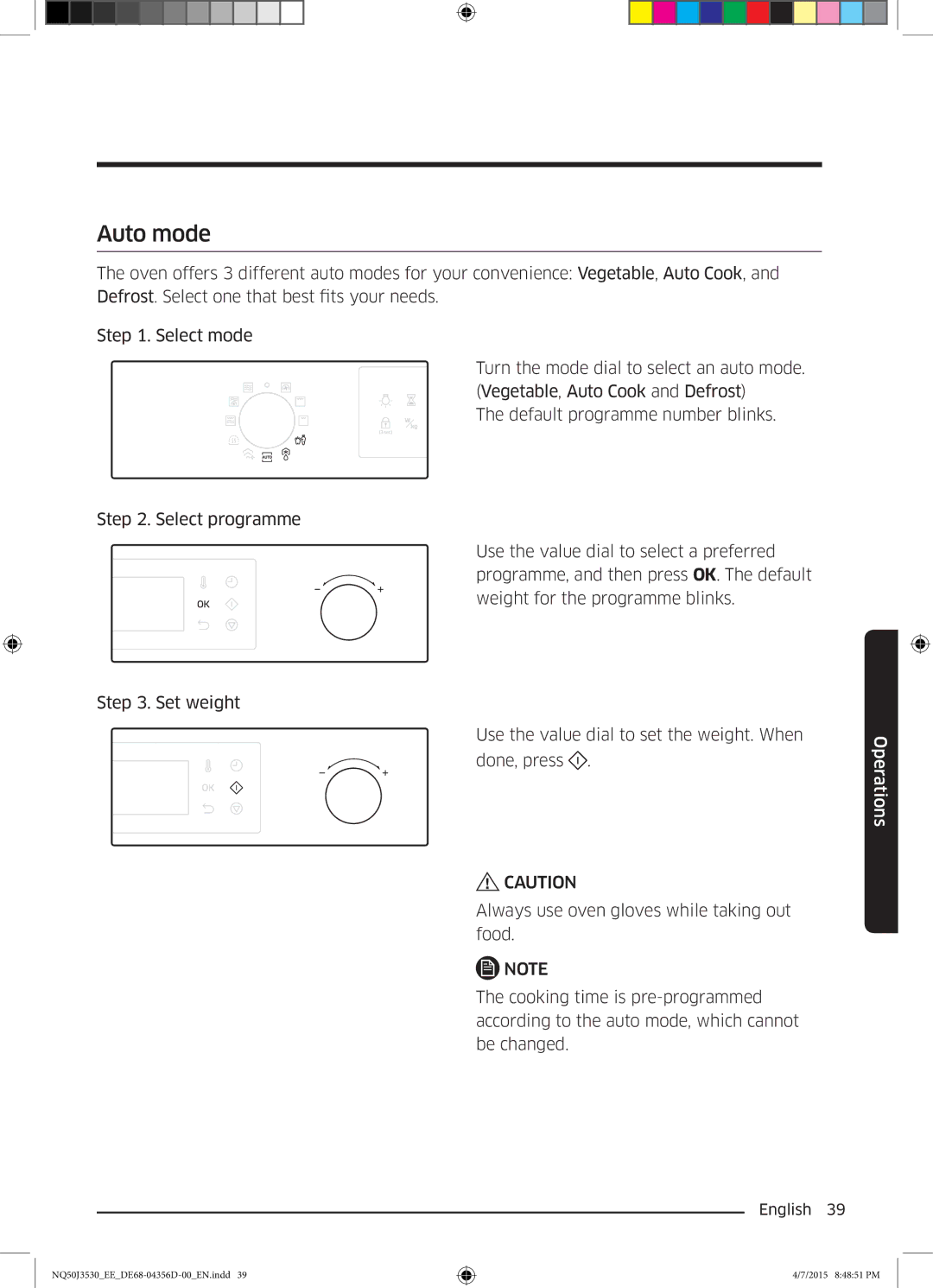 Samsung NQ50J3530BS/EE manual Auto mode 