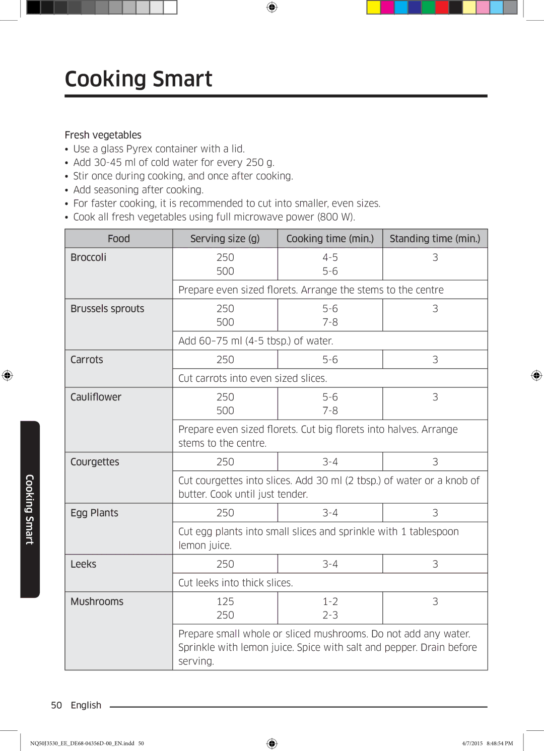 Samsung NQ50J3530BS/EE manual Cooking Smart 