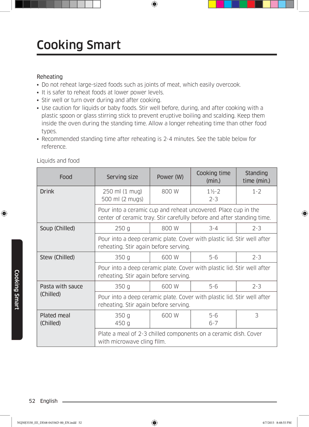 Samsung NQ50J3530BS/EE manual Cooking Smart 