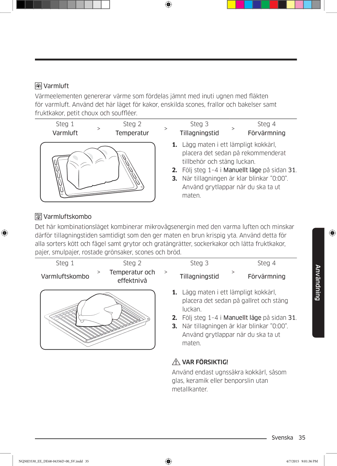 Samsung NQ50J3530BS/EE manual VAR Försiktig 