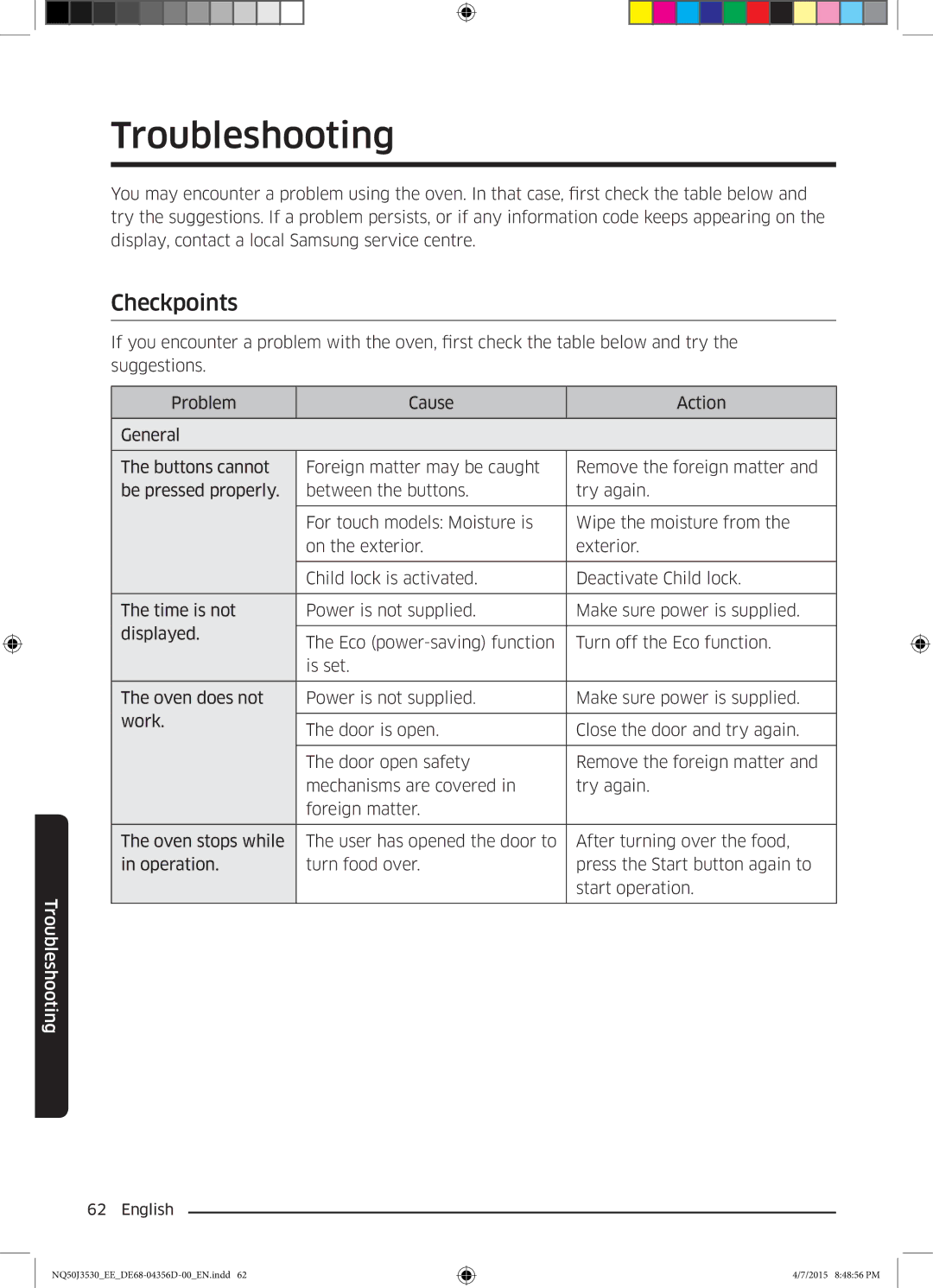 Samsung NQ50J3530BS/EE manual Troubleshooting, Checkpoints 