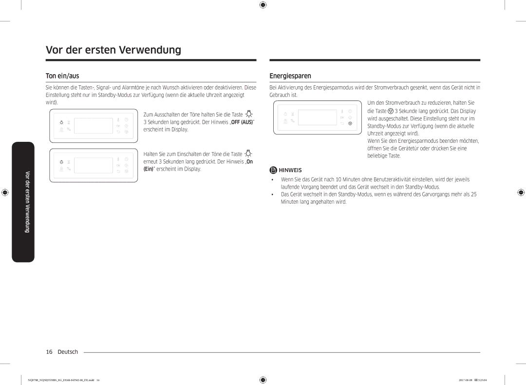 Samsung NQ50J3530BS/EG manual Ton ein/aus, Energiesparen 