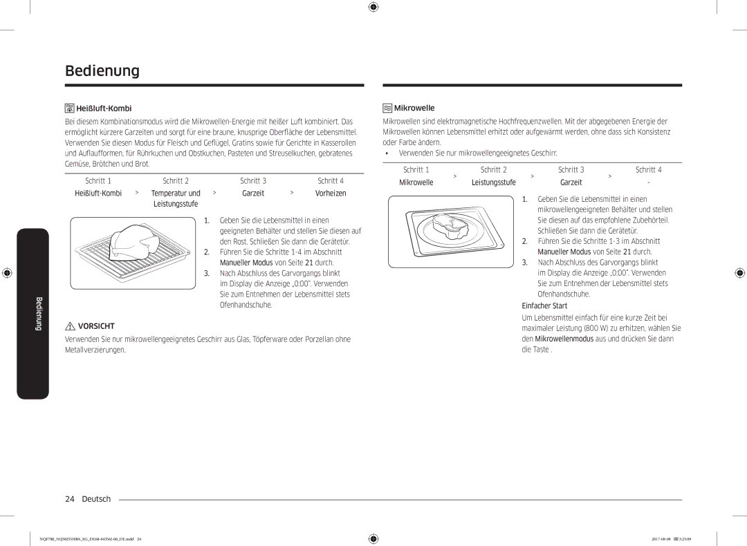 Samsung NQ50J3530BS/EG manual Geben Sie die Lebensmittel in einen 