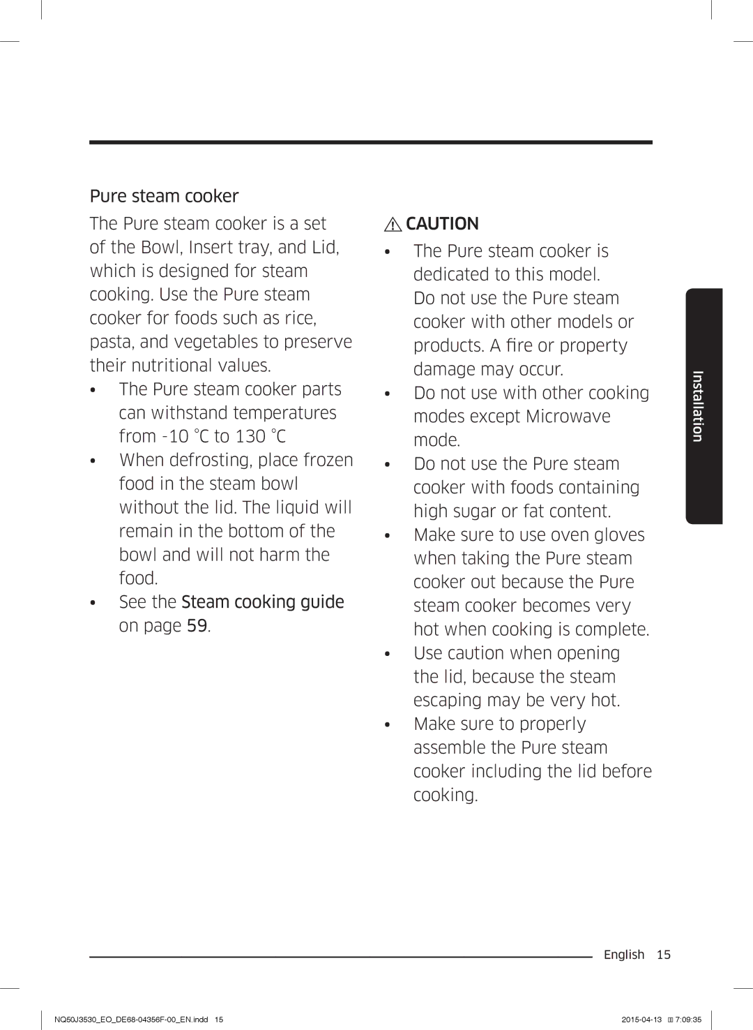 Samsung NQ50J3530BS/EO manual Installation 