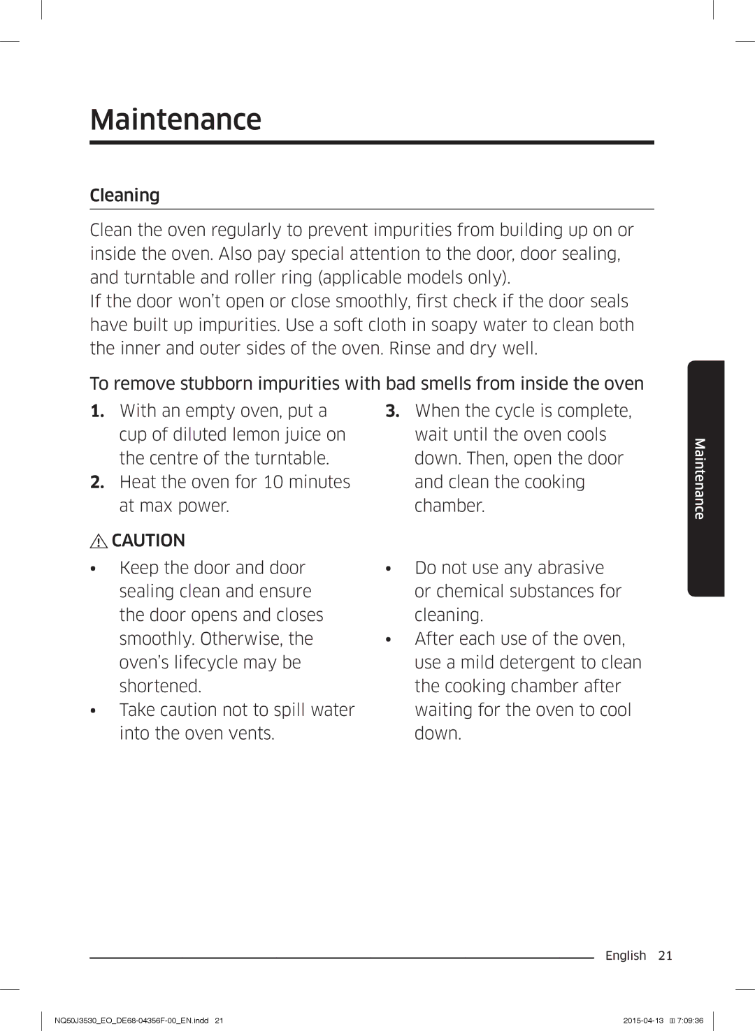 Samsung NQ50J3530BS/EO manual Maintenance 