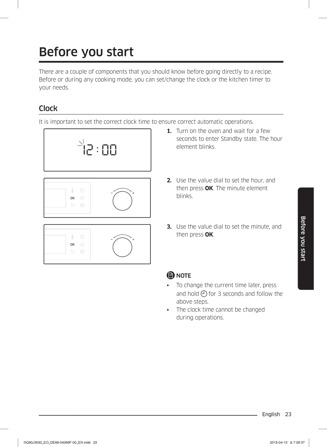 Samsung NQ50J3530BS/EO manual Before you start, Clock 