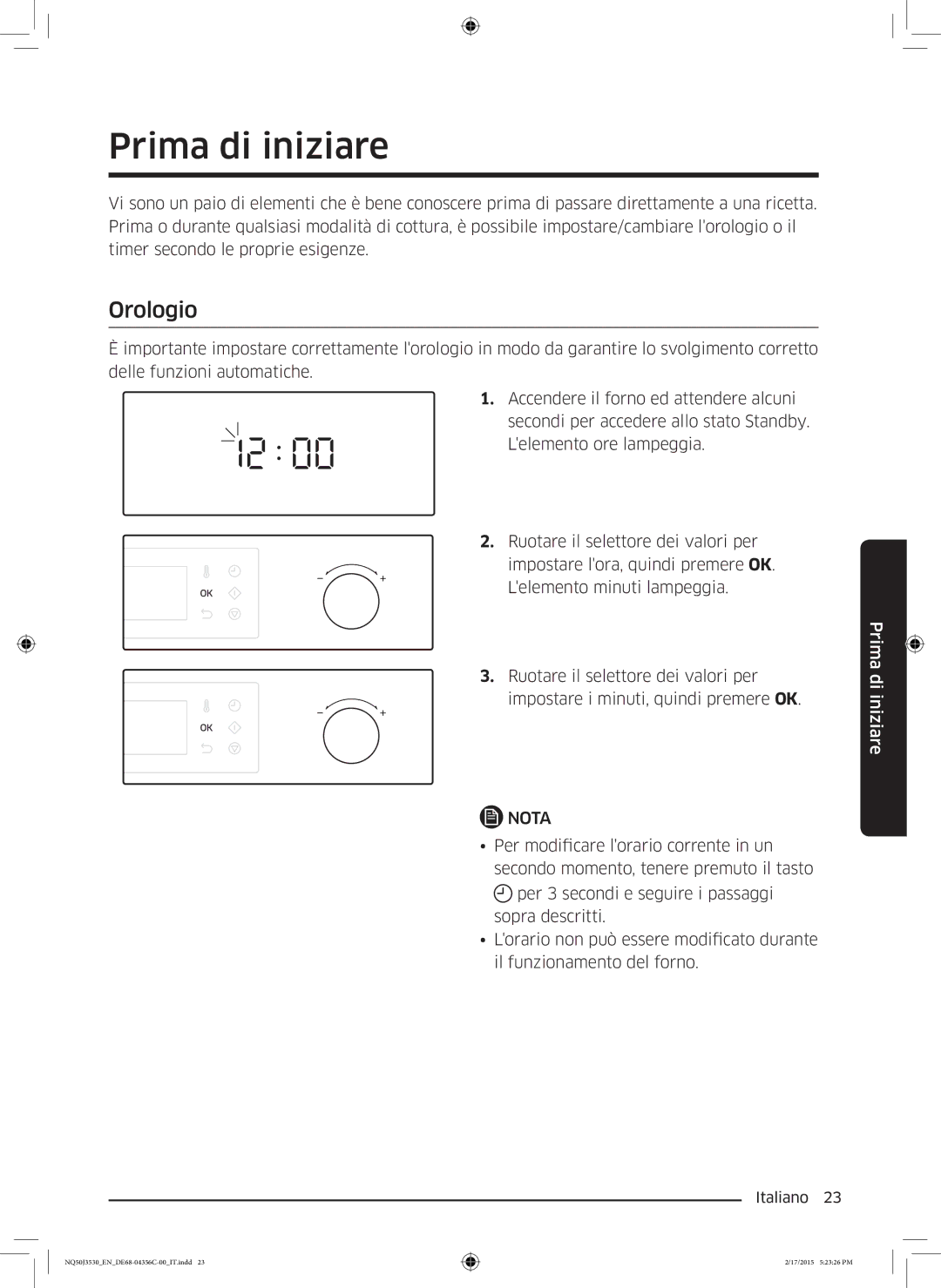 Samsung NQ50J3530BS/ET manual Prima di iniziare, Orologio 