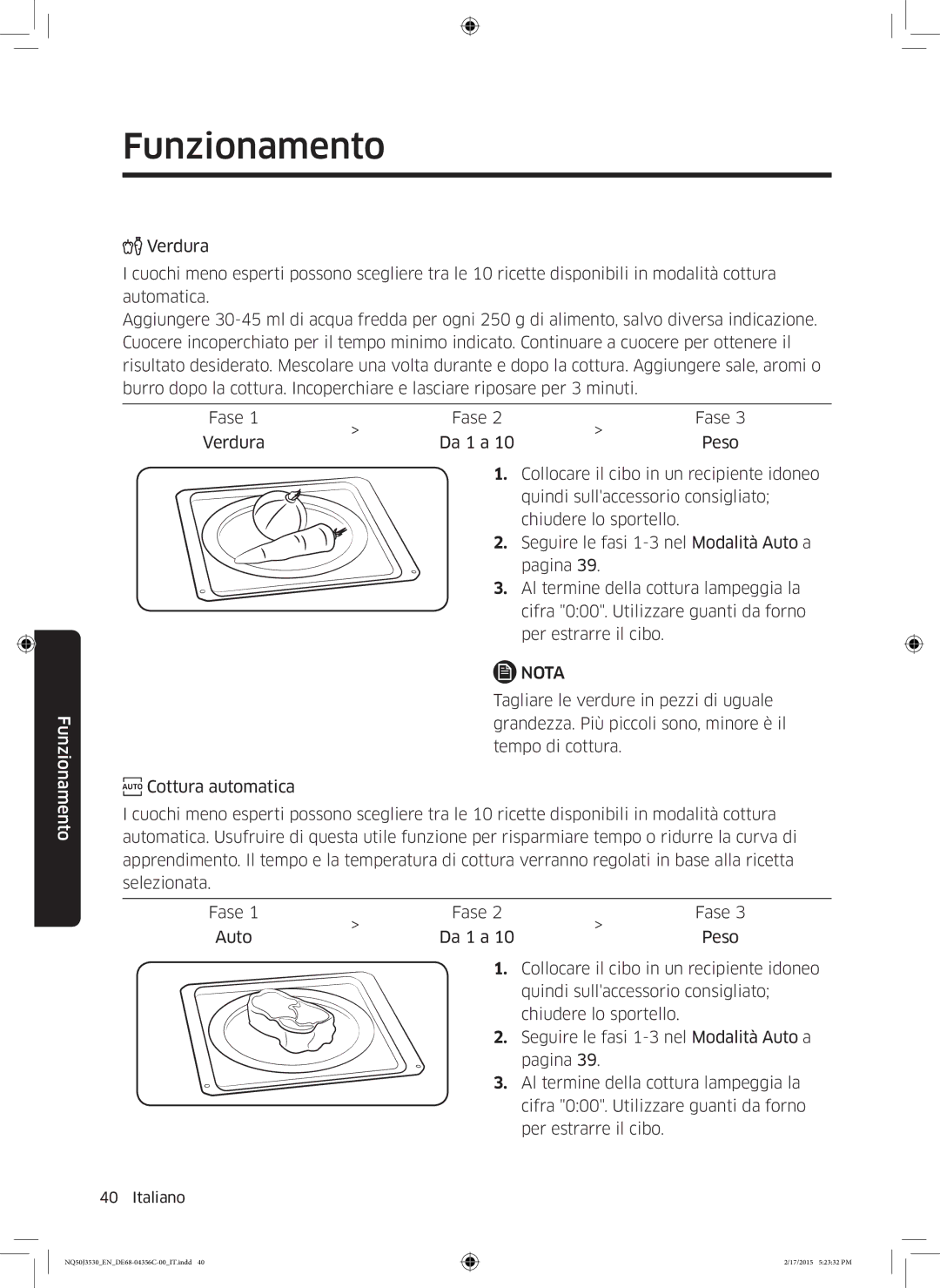 Samsung NQ50J3530BS/ET manual Funzionamento 