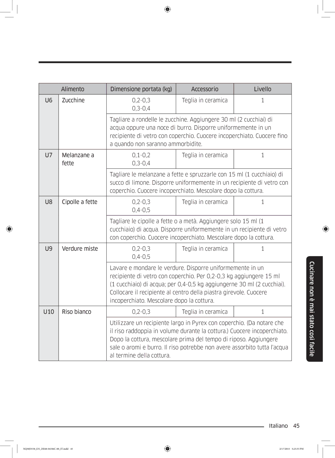 Samsung NQ50J3530BS/ET manual Cucinare non è mai stato così facile 