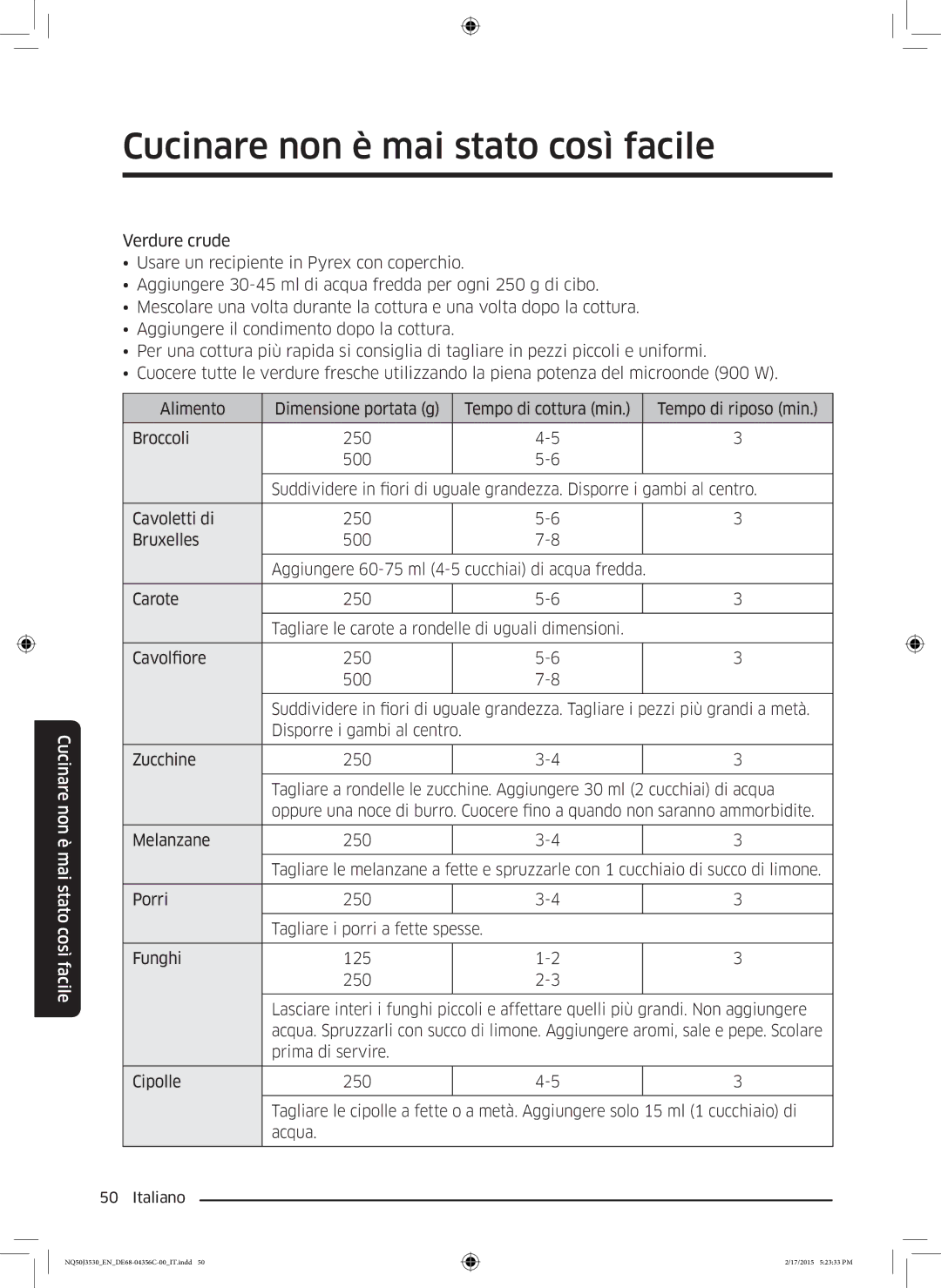 Samsung NQ50J3530BS/ET manual Cucinare non è mai stato così facile 