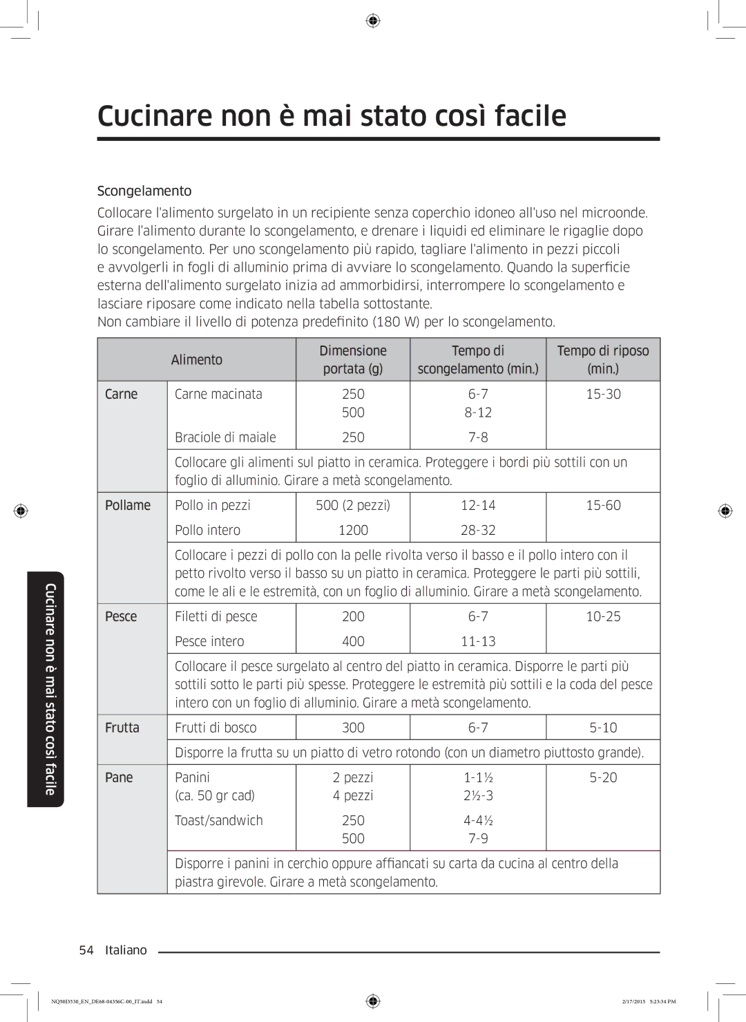 Samsung NQ50J3530BS/ET manual Cucinare non è mai stato così facile 